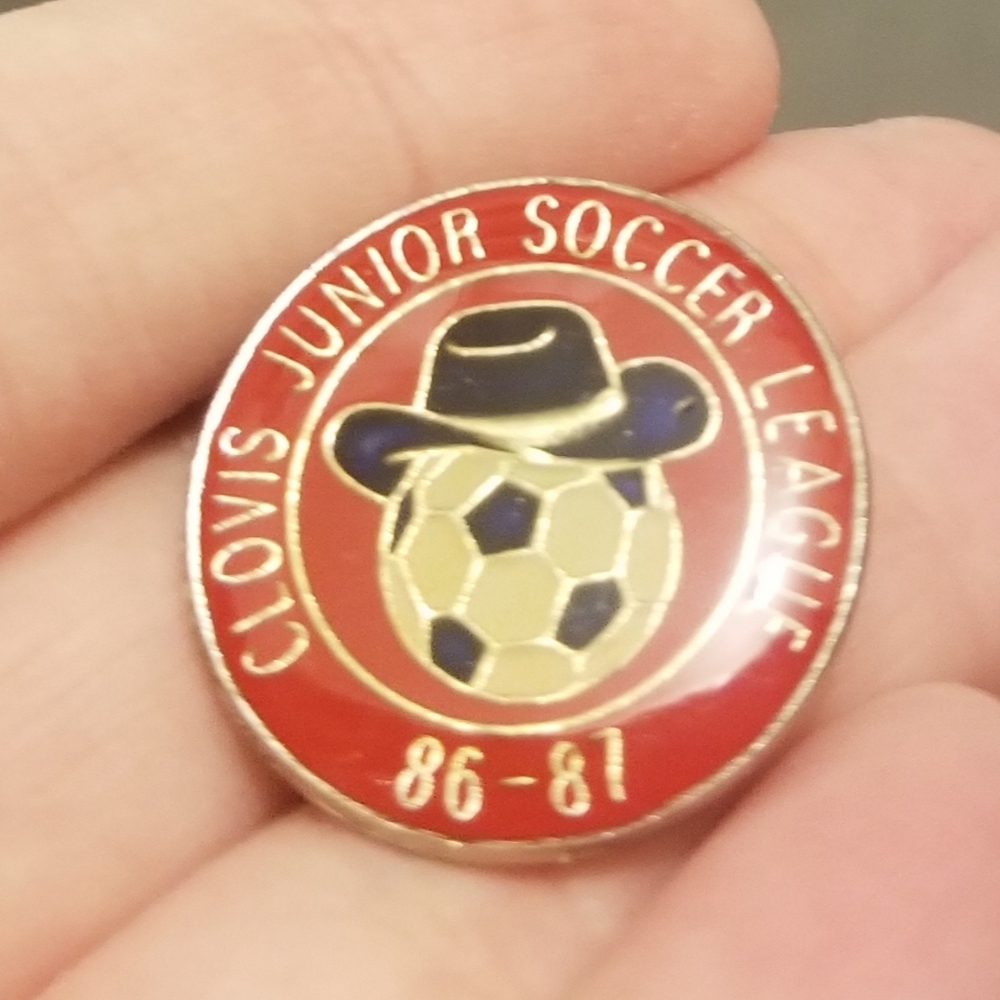 Lovely EUC 80s California kids soccer league pin